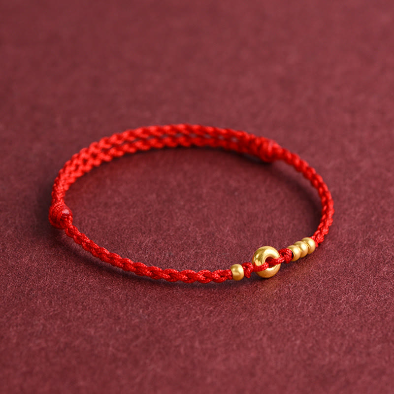 Unisex 999 Gold Red String Peace Buckle Bracelet
