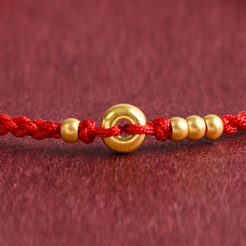 Unisex 999 Gold Red String Peace Buckle Bracelet