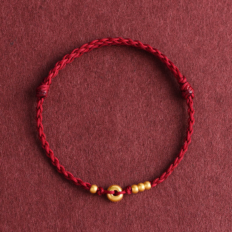 Unisex 999 Gold Red String Peace Buckle Bracelet