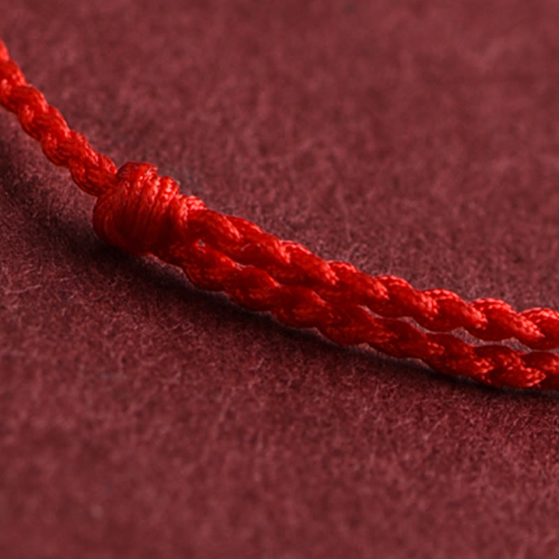 Handmade 999 Gold Mini Bead Red String Bracelet for Strength