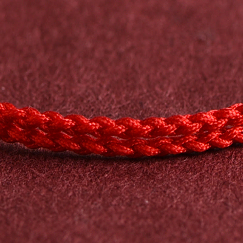 999 Gold Mini Red String Bracelet with Three Beads for Luck