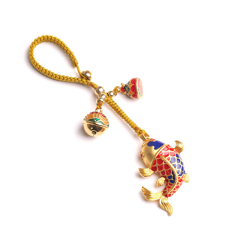 Koi Fish Hollow Bell Key Chain for Wealth & Prosperity