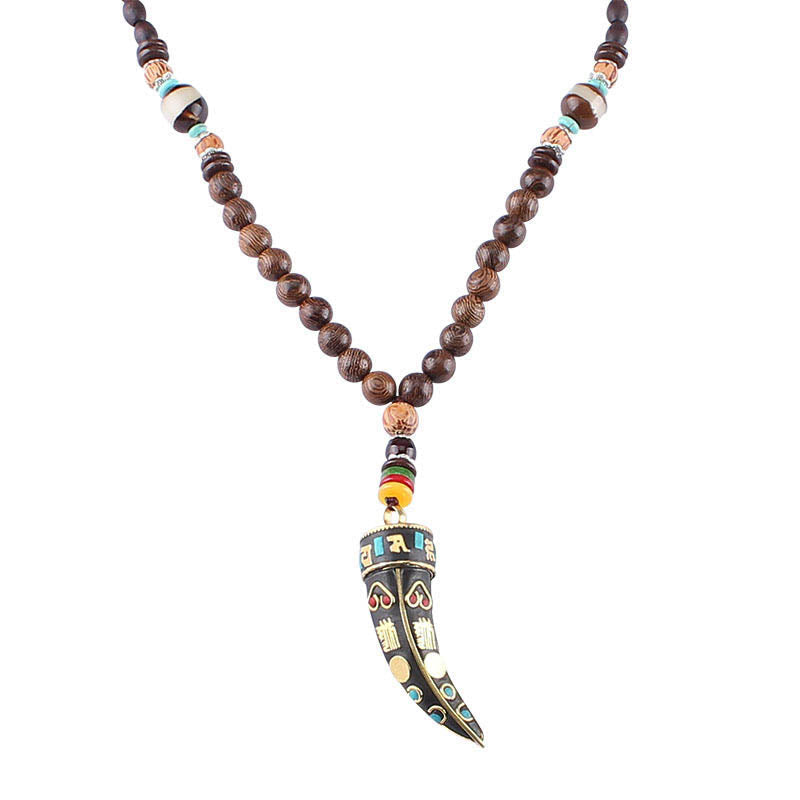 Wenge Wood Om Mani Padme Hum Necklace for Spiritual Protection