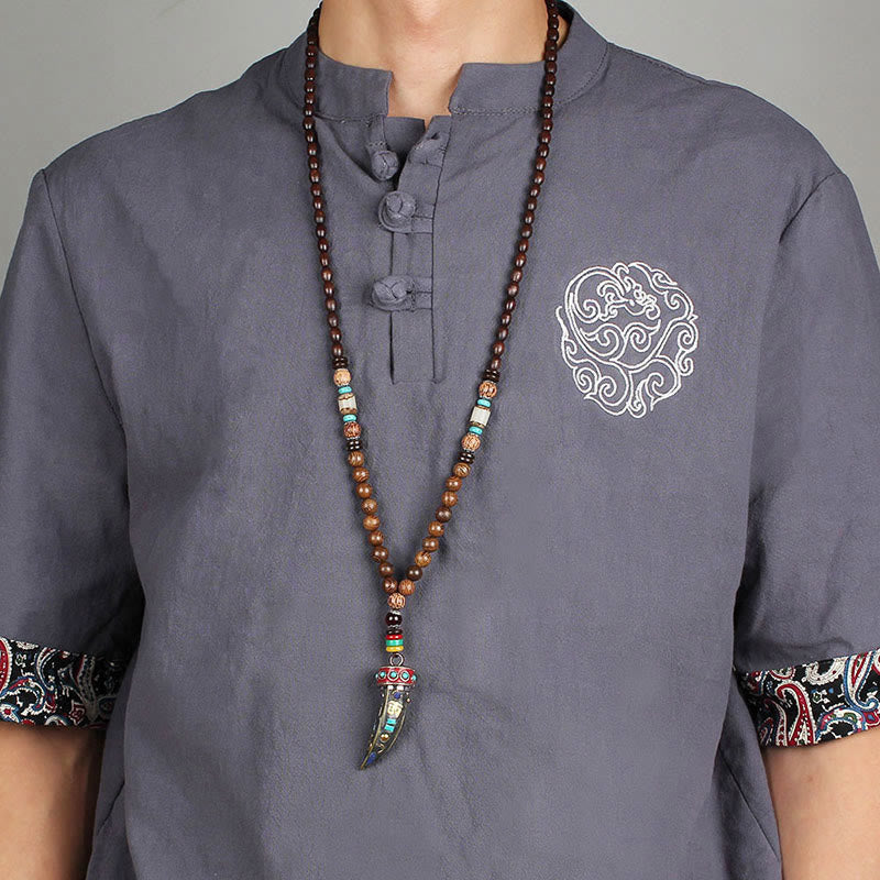 Wenge Wood Om Mani Padme Hum Necklace for Spiritual Protection