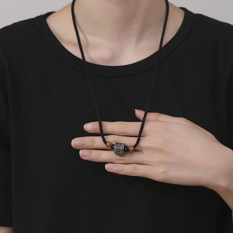 Copper Om Mani Padme Hum Necklace with Tibetan Wisdom Symbols