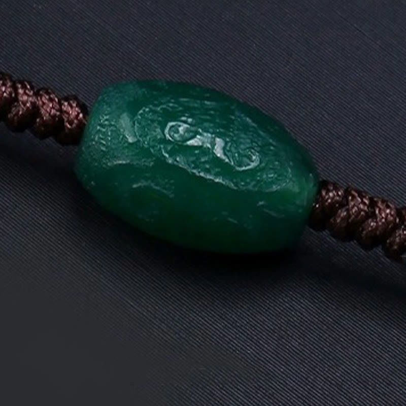 Nine-Eye Dzi Bead Protection Agate Necklace | Braided Rope