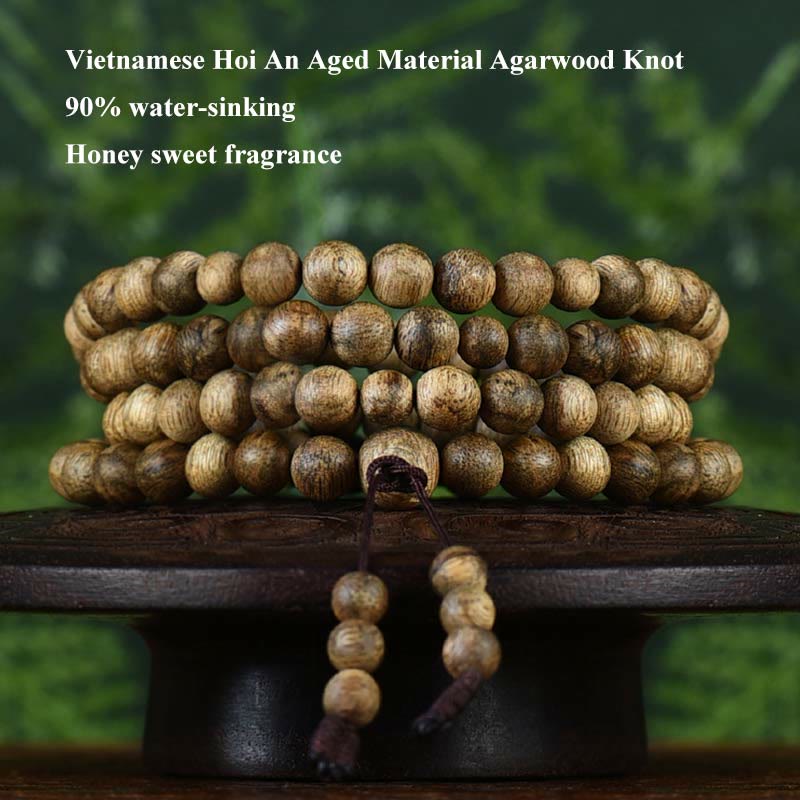108 Bead Hoi An Agarwood Wood Mala Bracelet 7mm
