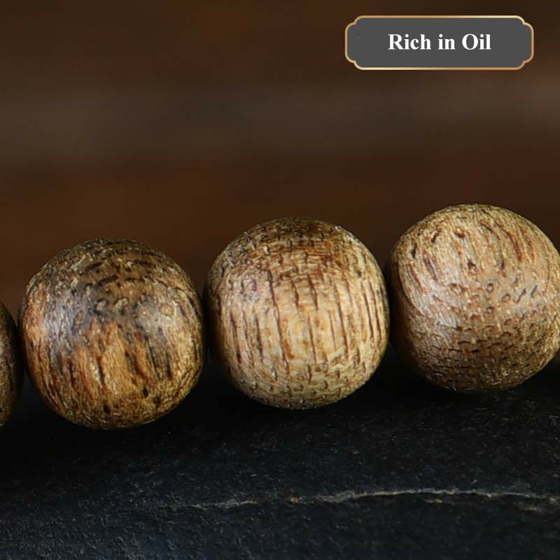108 Bead Hoi An Agarwood Wood Mala Bracelet 7mm