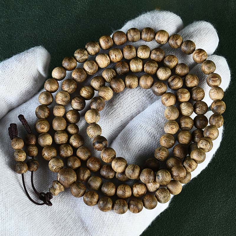 108 Bead Hoi An Agarwood Wood Mala Bracelet 7mm