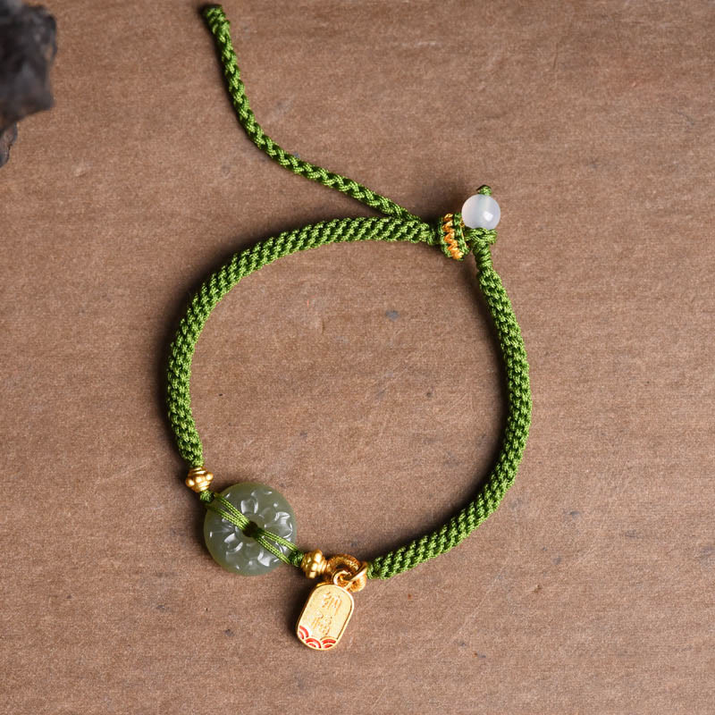 Green Jade Peace Buckle Bracelet for Prosperity & Balance