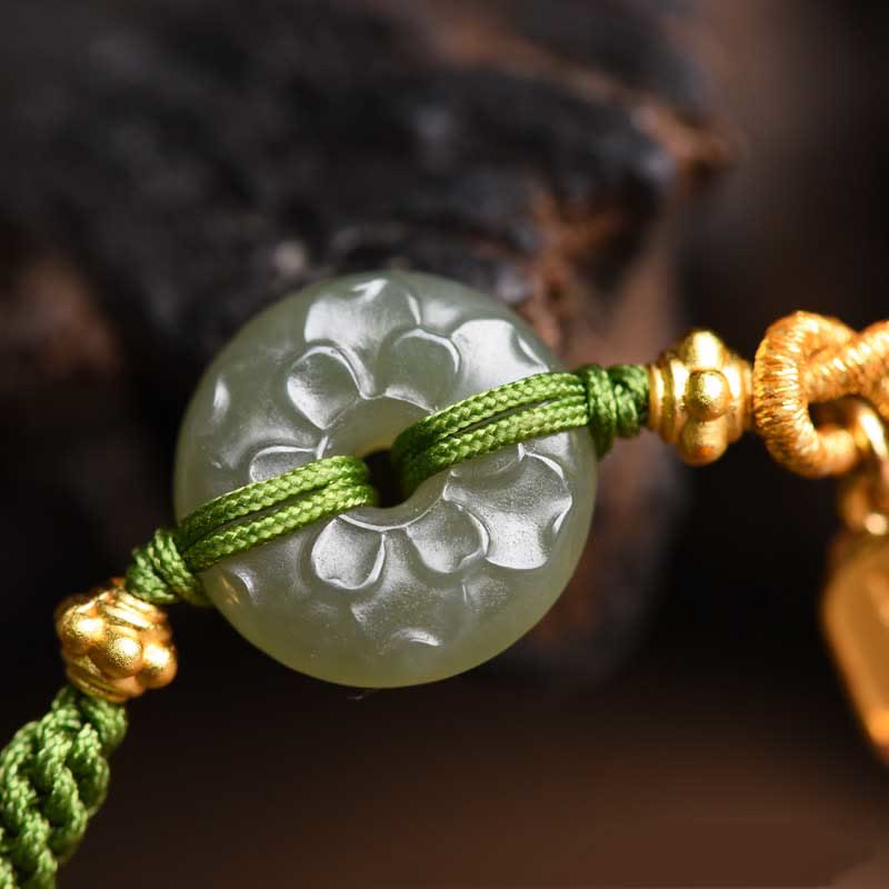 Green Jade Peace Buckle Bracelet for Prosperity & Balance