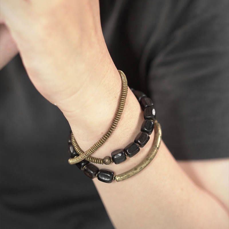 Ebony Wood Copper Healing Bracelet | Multilayered Peace Beads