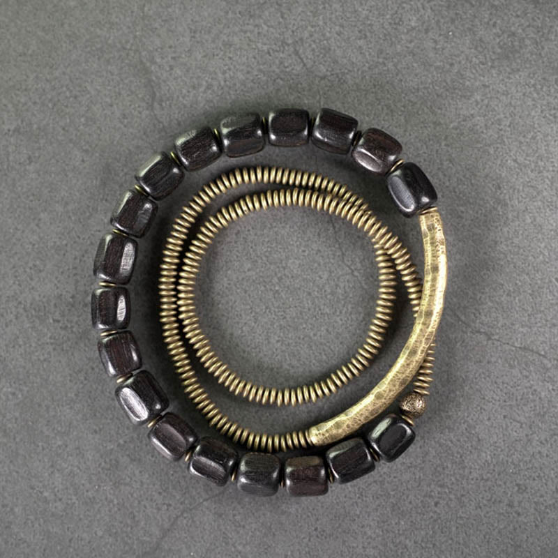 Ebony Wood Copper Healing Bracelet | Multilayered Peace Beads