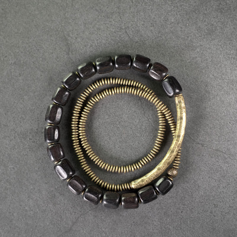 Ebony Wood Copper Healing Bracelet | Multilayered Peace Beads