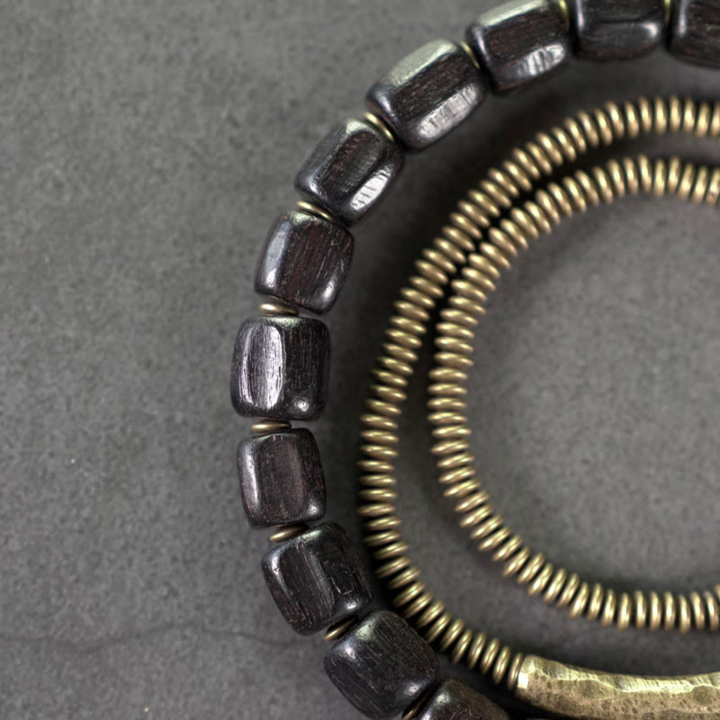 Ebony Wood Copper Healing Bracelet | Multilayered Peace Beads