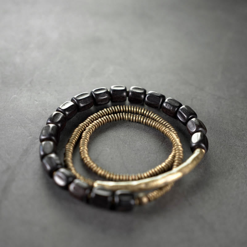 Ebony Wood Copper Healing Bracelet | Multilayered Peace Beads