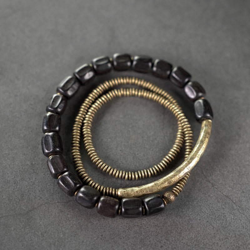 Ebony Wood Copper Healing Bracelet | Multilayered Peace Beads