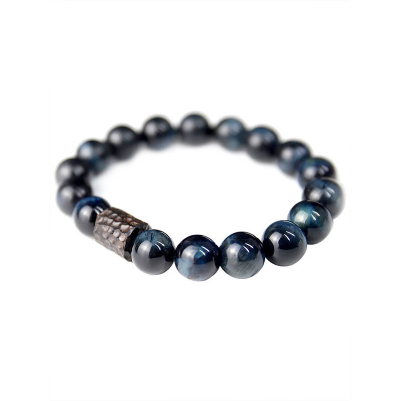 Blue Tiger Eye Ebony Wood Protection Bracelet 10mm