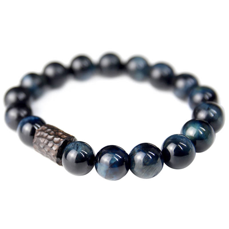 Blue Tiger Eye Ebony Wood Protection Bracelet 10mm