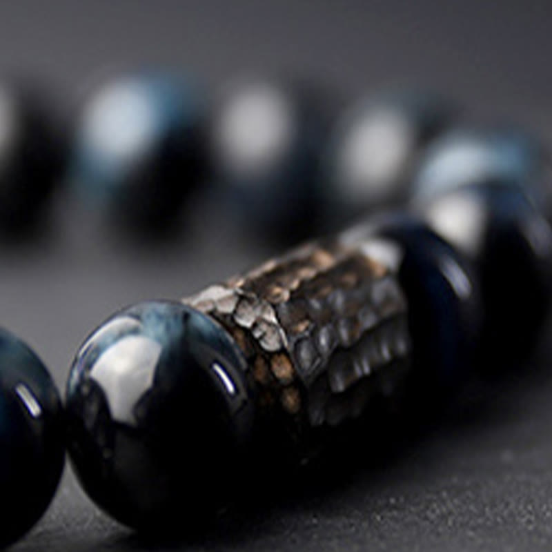 Blue Tiger Eye Ebony Wood Protection Bracelet 10mm