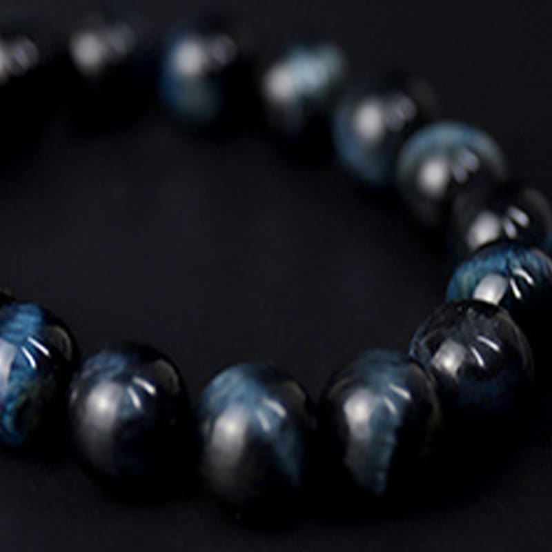 Blue Tiger Eye Ebony Wood Protection Bracelet 10mm