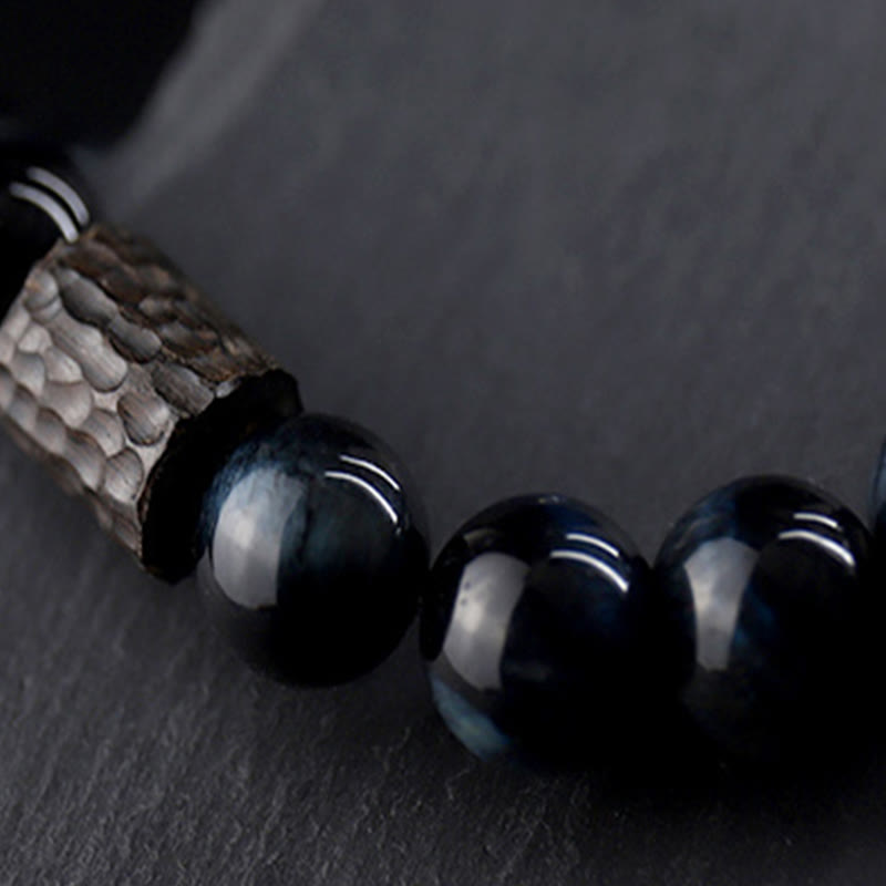Blue Tiger Eye Ebony Wood Protection Bracelet 10mm