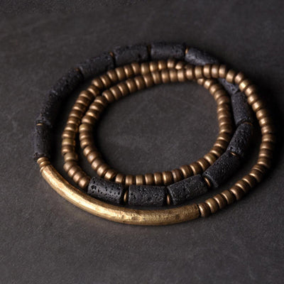 Multi-Layered Lava Rock & Copper Spiritual Wrap Bracelet
