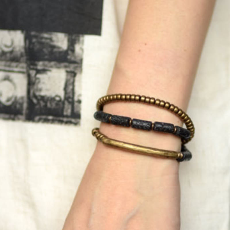 Multi-Layered Lava Rock & Copper Spiritual Wrap Bracelet