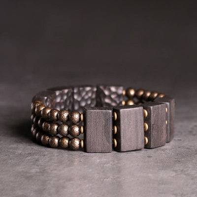Vintage Ebony Wood Copper Beads Balance Bracelet