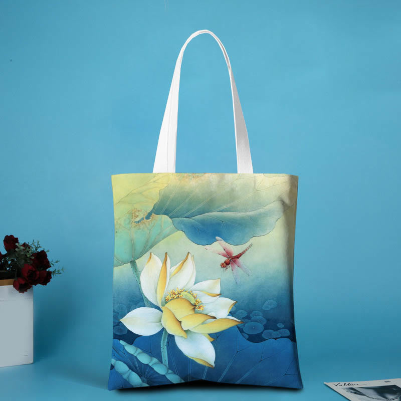 Canvas Yoga Bags | Lotus Shoulder Bag for Harmony & Nature