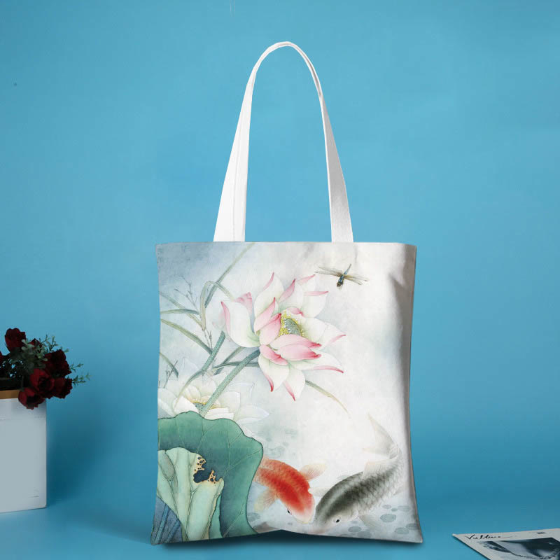 Canvas Yoga Bags | Lotus Shoulder Bag for Harmony & Nature