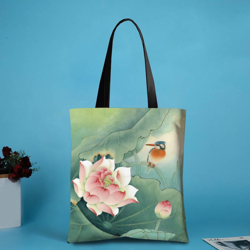 Ink Lotus Koi Fish Canvas Yoga Bag | Healing Sounds