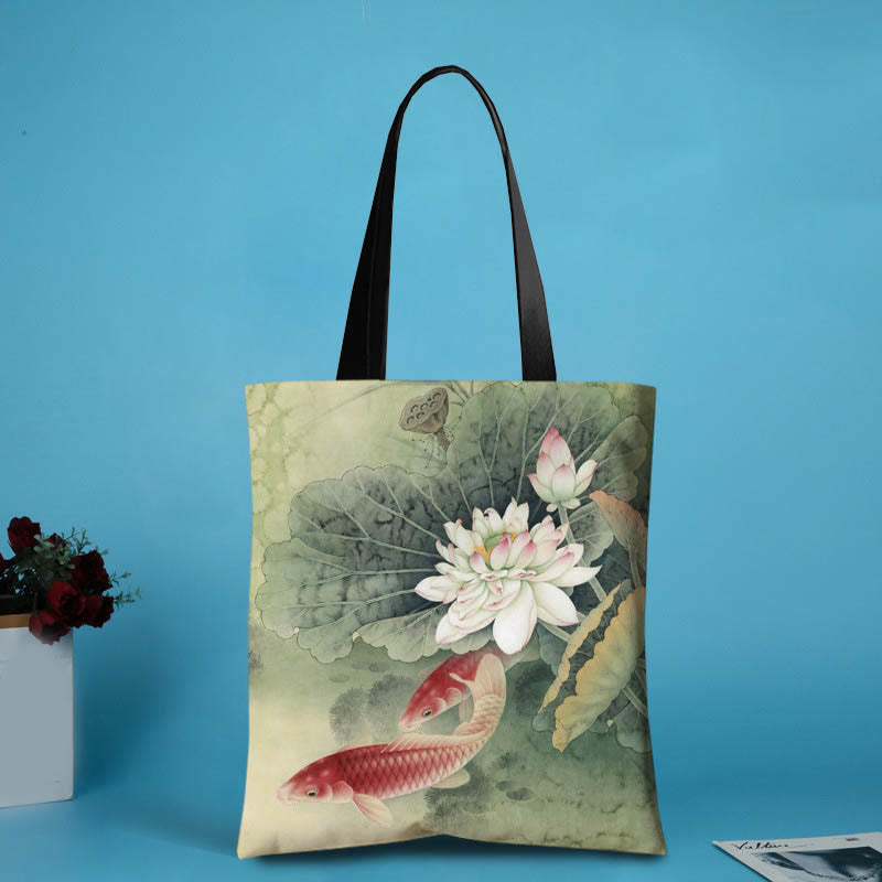 Ink Lotus Koi Fish Canvas Yoga Bag | Healing Sounds
