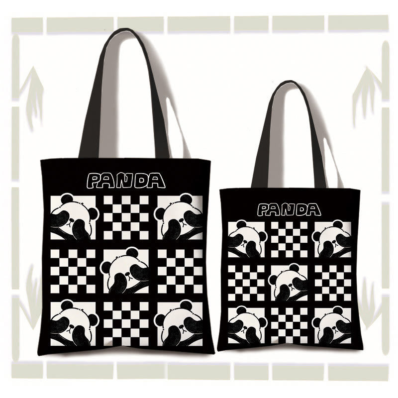 Large Capacity Cute Panda Canvas Shopping Bag for Commuting