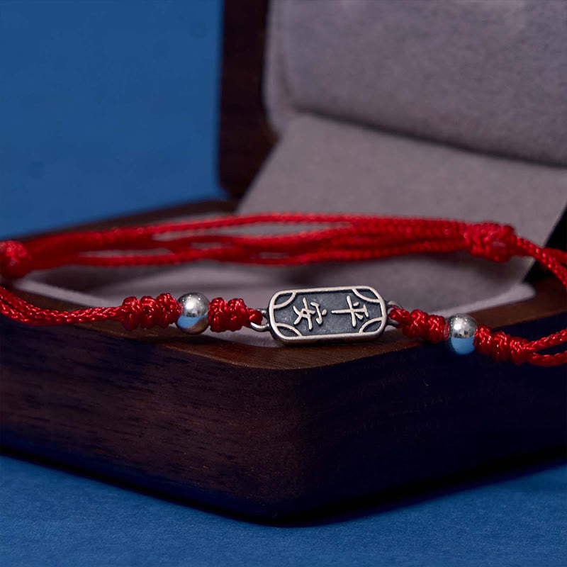 925 Sterling Silver Red String Bracelet for Peace & Joy