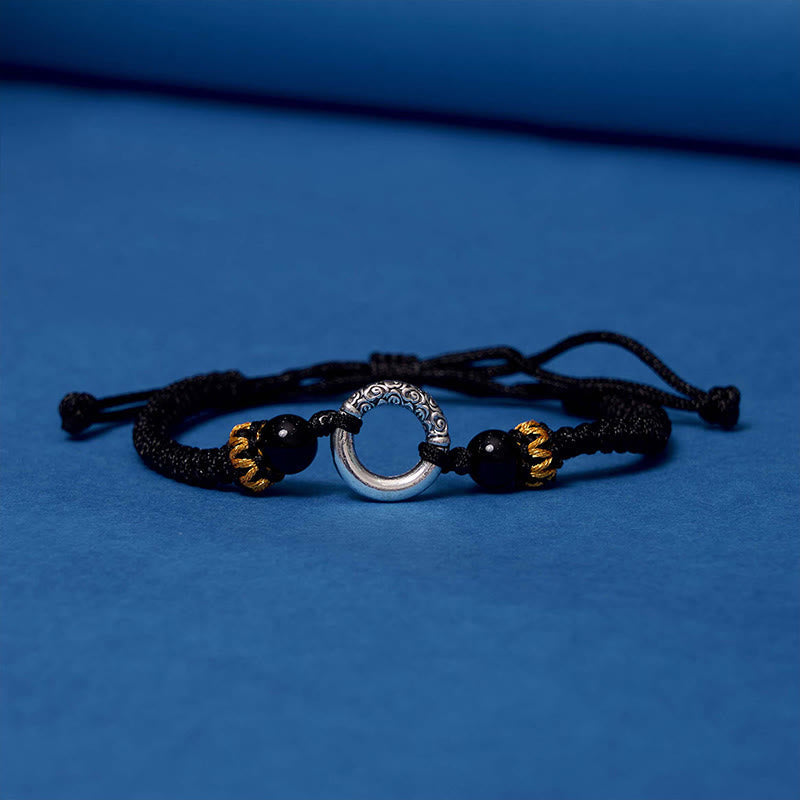 Peace Buckle Red String Bracelet with Sterling Silver-Plated Copper