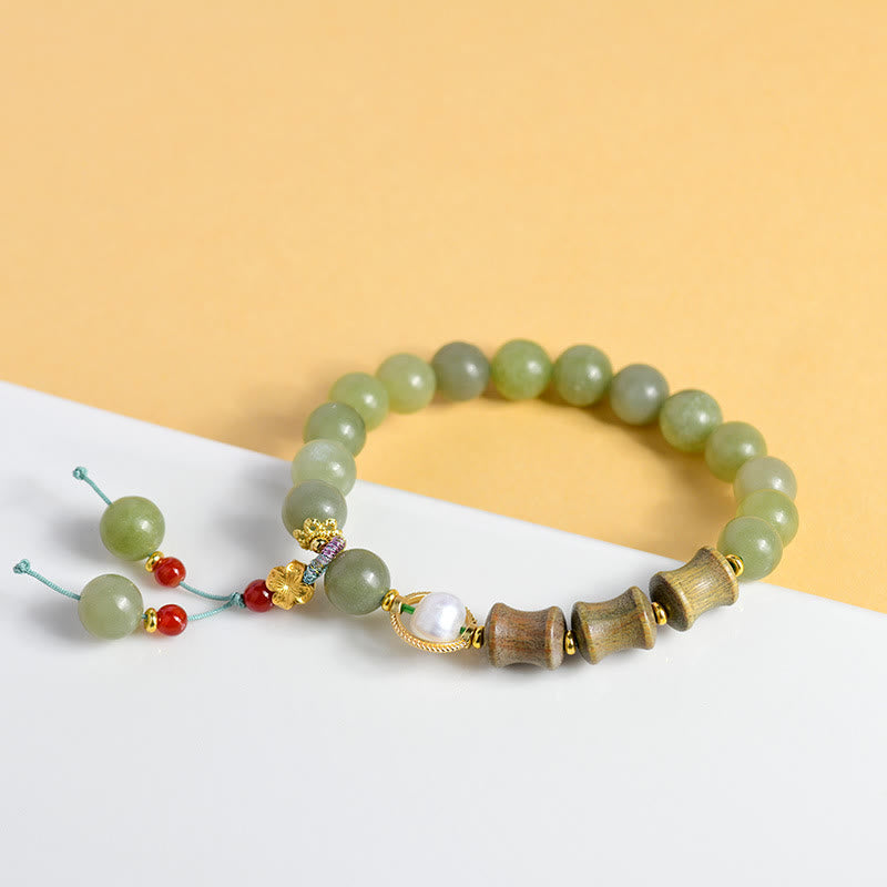 8mm Jade Sandalwood Prosperity Bracelet for Balance & Luck