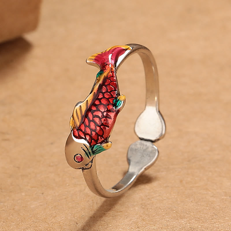 Adjustable Copper Koi Fish Ring for Wealth & Prosperity