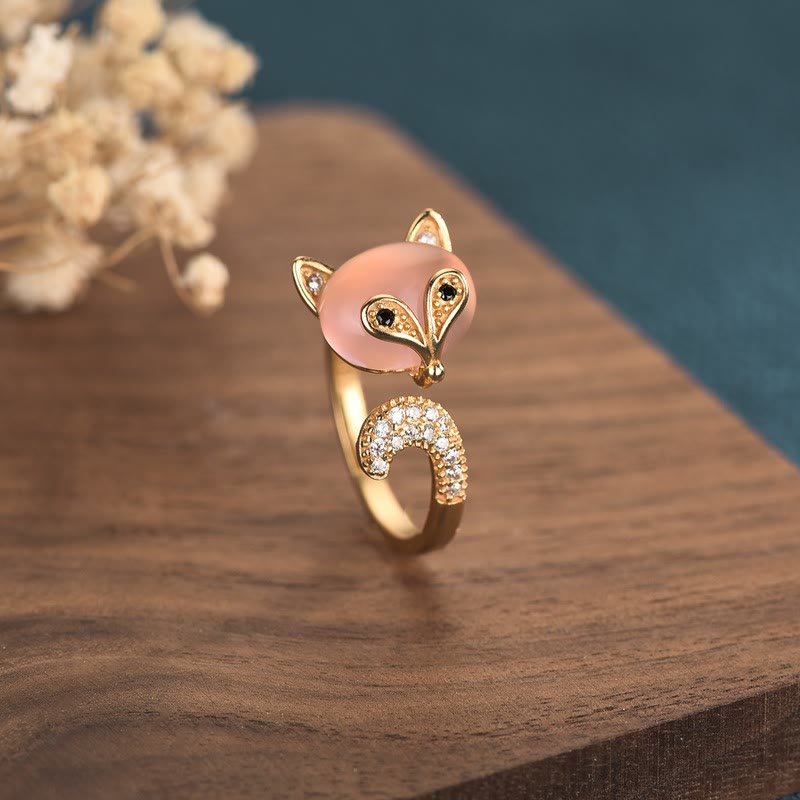 Adjustable Cat's Eye Copper Fox Spiritual Ring for Clarity