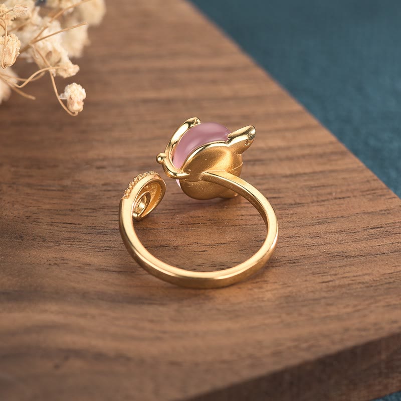 Adjustable Cat's Eye Copper Fox Spiritual Ring for Clarity