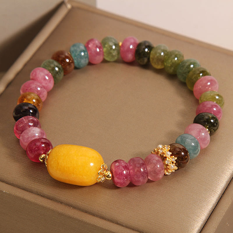 Natural Tourmaline Topaz Spiritual Bracelet for Positivity