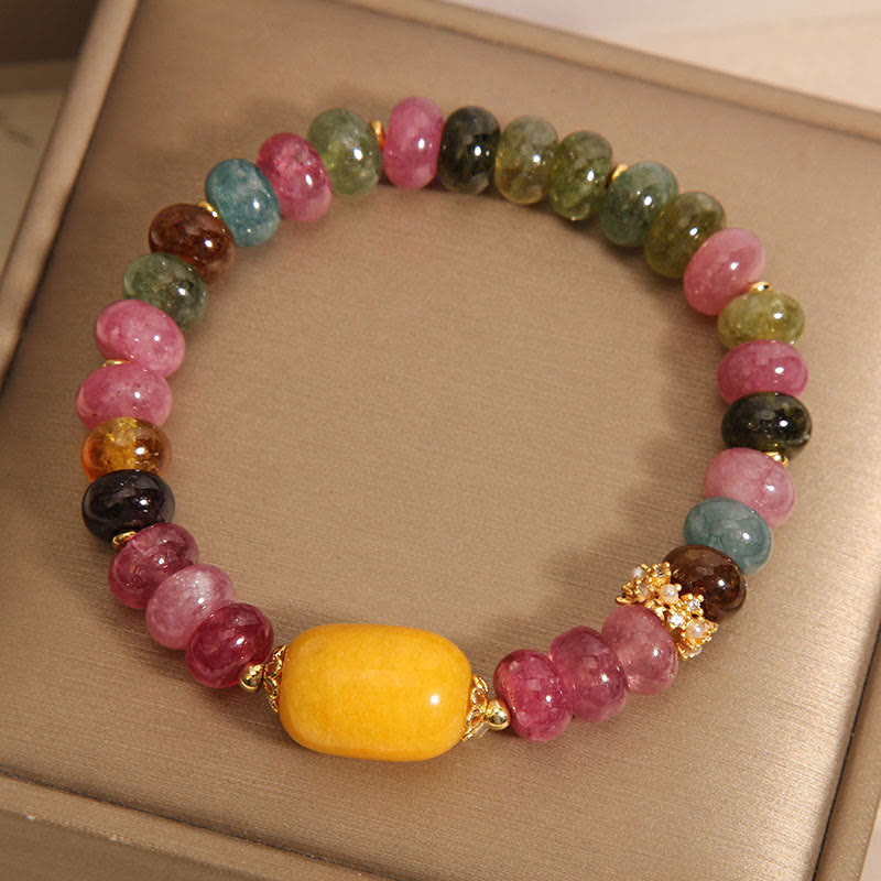 Natural Tourmaline Topaz Spiritual Bracelet for Positivity