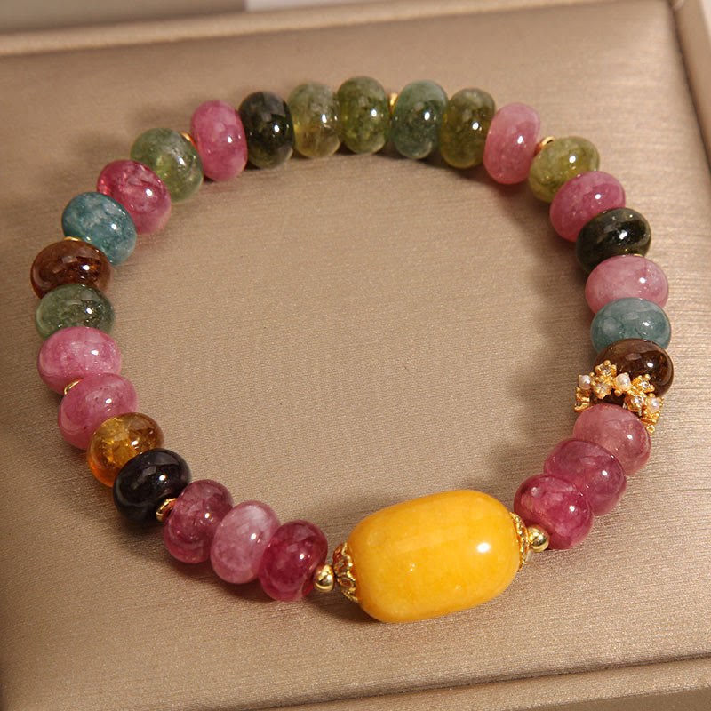 Natural Tourmaline Topaz Spiritual Bracelet for Positivity