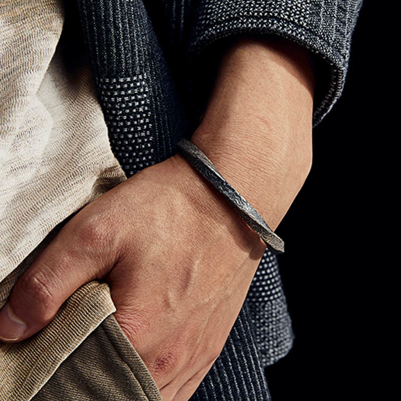 Sterling Silver Möbius Loop Spiritual Cuff Bracelet 18cm