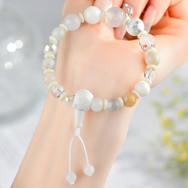 8-12mm White Agate Pearl 18 Beads Balance Bracelet