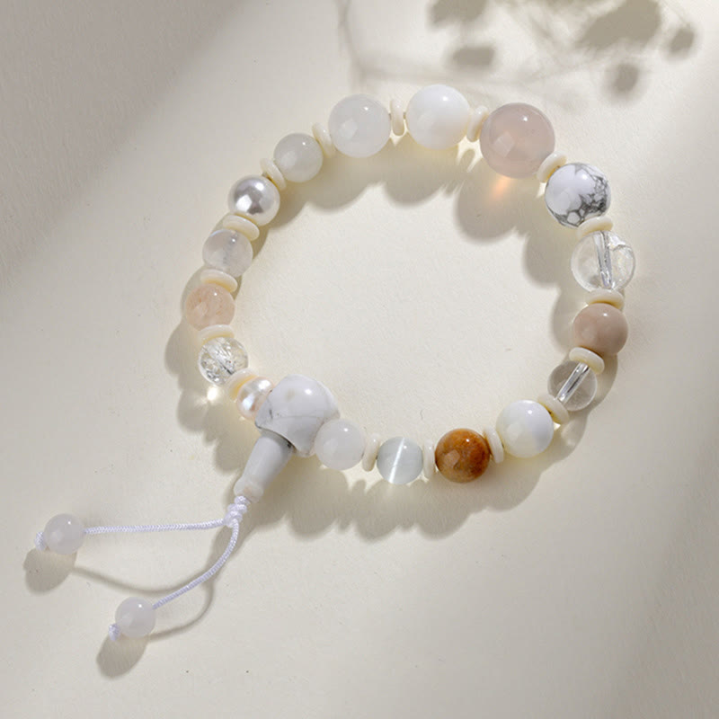 8-12mm White Agate Pearl 18 Beads Balance Bracelet