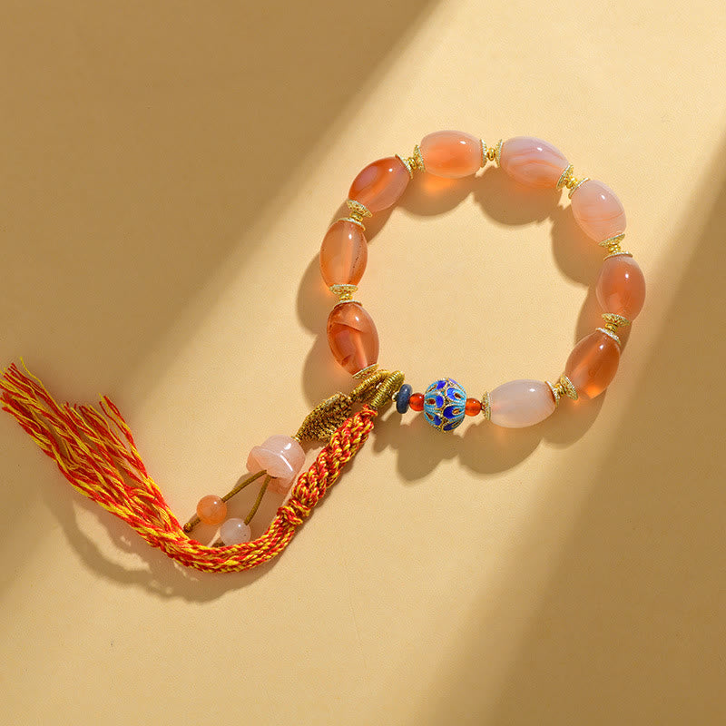 Tibetan White Jade Agate Strength Confidence Bracelet