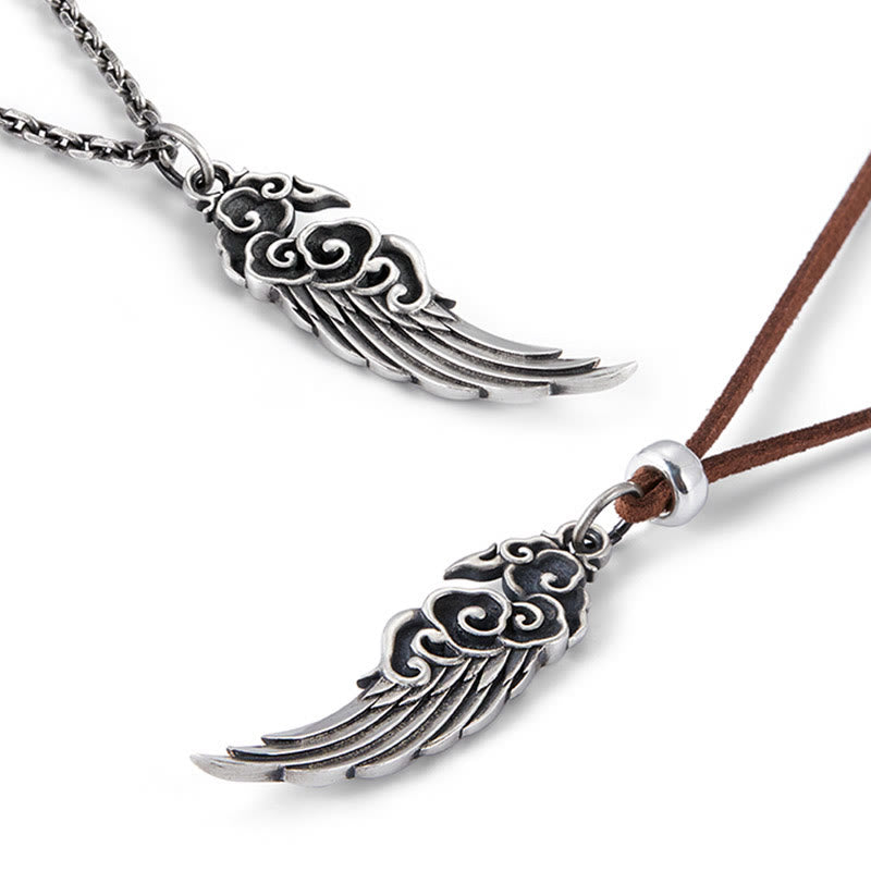 925 Sterling Silver Auspicious Clouds Wing Spiritual Necklace