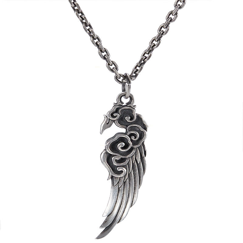 925 Sterling Silver Auspicious Clouds Wing Spiritual Necklace