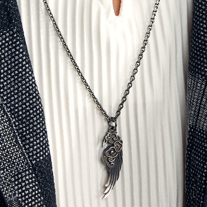 925 Sterling Silver Auspicious Clouds Wing Spiritual Necklace
